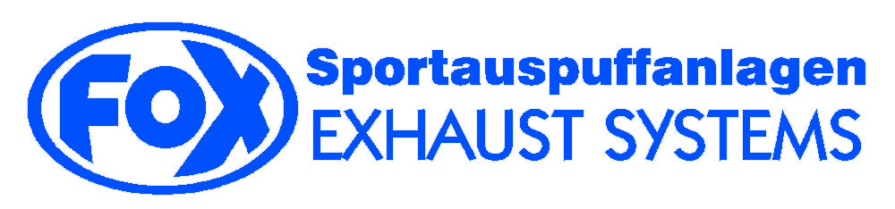 FOX FOX Sticker Blau - geplottet Höhe: 45mm  Breite: 200mm - FOX Logo mit Schrift "Sportauspuffanlagen - EXHAUST SYSTEMS"