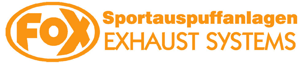 FOX FOX Sticker Orange - geplottet Höhe: 45mm  Breite:200mm - FOX Logo mit Schrift "Sportauspuffanlagen - EXHAUST SYSTEMS"