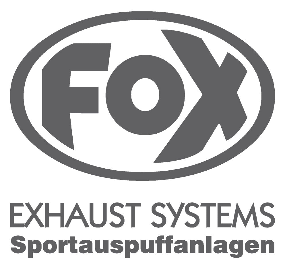 FOX FOX Sticker Anthrazit - geplottet Höhe: 120mm  Breite: 125mm - FOX Logo mit Schrift "EXHAUST SYSTEMS - Sportauspuffanlagen"