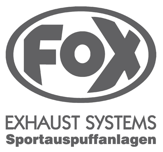 FOX FOX Sticker Anthrazit - geplottet Höhe: 120mm  Breite: 125mm - FOX Logo mit Schrift "EXHAUST SYSTEMS - Sportauspuffanlagen"