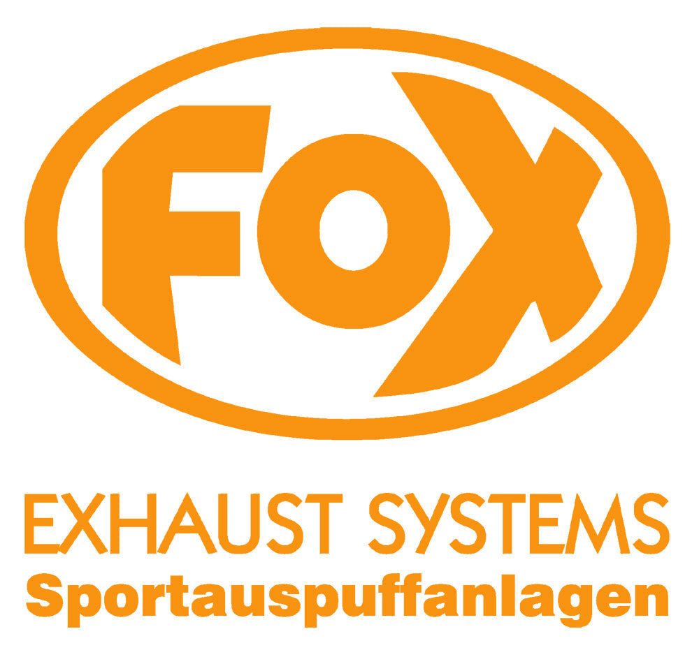 FOX FOX Sticker Orange - geplottet Höhe: 100mm  Breite: 100mm - FOX Logo mit Schrift "EXHAUST SYSTEMS - Sportauspuffanlagen"