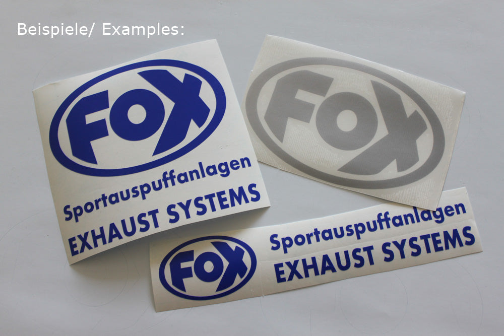 FOX FOX Sticker Blau "What does the FOX say?" - geplottet Höhe: 34mm  Breite: 200mm