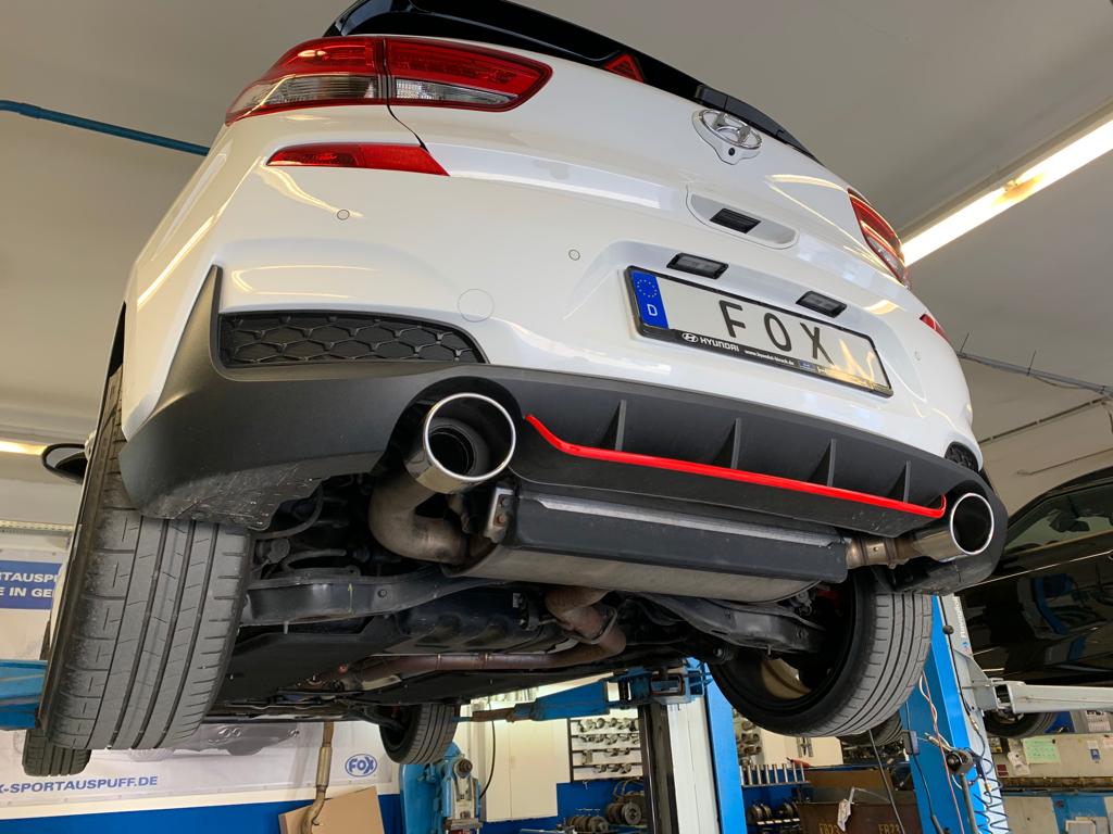 FOX Hyundai i30N Performance + Fastback Endrohre passend auf den originalen Endschalldämpfer - 129x106 Typ 32 rechts/links