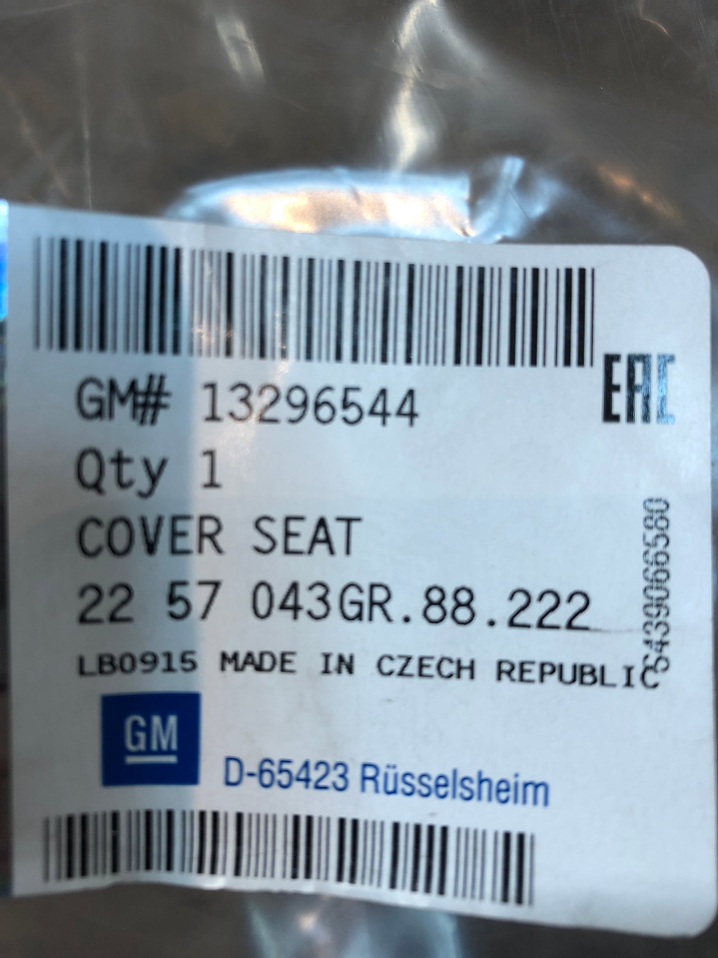 Original GM Opel Zafira C Sitzbezug Rückenlehne Neu