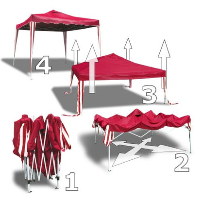 Gartenpavillon Sylt I, Falt-Pavillon, 3 x 3 m, rot, Material Oxford 200D, Metallgestänge, inkl. Tasche