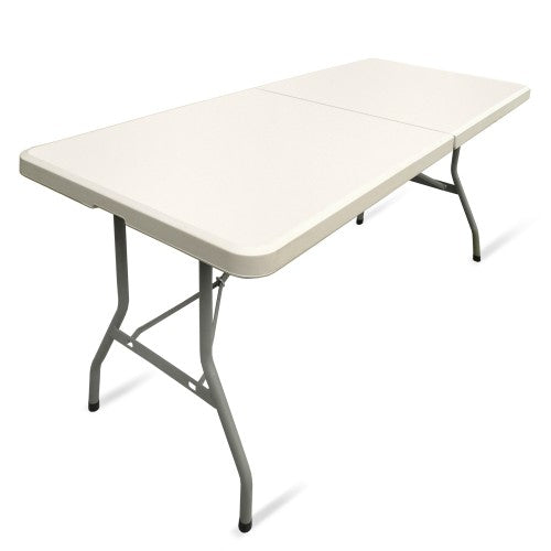 Klapptisch, Falttisch, Gartentisch, Tapeziertisch, Campingtisch, faltbarer Tisch, Markttisch, Flohmarkttisch, Koffertisch 183 x 75 x 74 cm,  Farbton Creme-hell mit Tragegriff