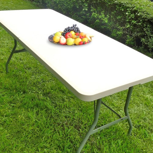 Klapptisch, Falttisch, Gartentisch, Tapeziertisch, Campingtisch, faltbarer Tisch, Markttisch, Flohmarkttisch, Koffertisch 183 x 75 x 74 cm,  Farbton Creme-hell mit Tragegriff