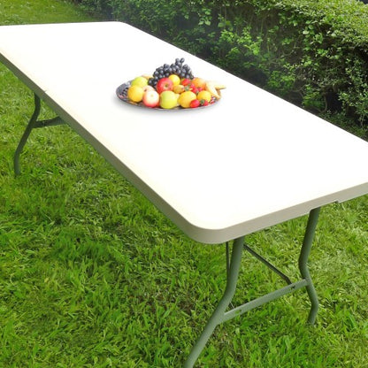 Klapptisch, Falttisch, Gartentisch, Tapeziertisch, Campingtisch, faltbarer Tisch, Markttisch, Flohmarkttisch, Koffertisch 183 x 75 x 74 cm,  Farbton Creme-hell mit Tragegriff