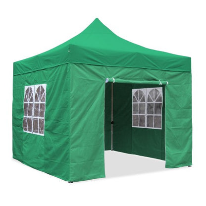 Falt-Pavillon, 3 x 3 m, grün, Profi Ausführung, Material Oxford 420 D, wasserdicht, 4 Seitenwände, Befestigung Seitenwände mit Reißverschluß - Neue Version 2020