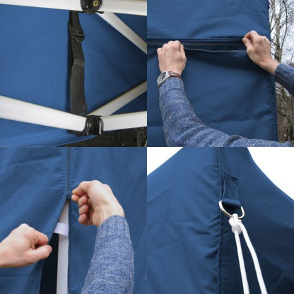 Falt-Pavillon, 3 x 3 m, blau, Profi Ausführung, Material Oxford 420 D, wasserdicht, 4 Seitenwände Befestigung mit Reißverschluß - Neue Version 2020
