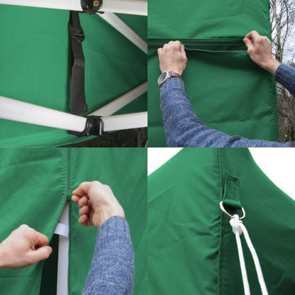 Falt-Pavillon, 3 x 3 m,grün, Profi Ausführung, Material Oxford 420 D, wasserdicht, 2 Seitenwände, Befestigung Seitenwände mit Reißverschluß - Neue Version 2020