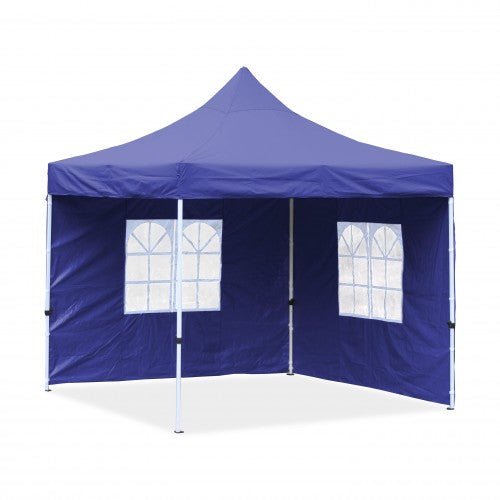 Falt-Pavillon, 3 x 3 m, blau,  Profi Ausführung, Material Oxford 420 D, wasserdicht, 2 Seitenwände, Befestigung Seitenwände mit Reißverschluß - Neue Version 2020
