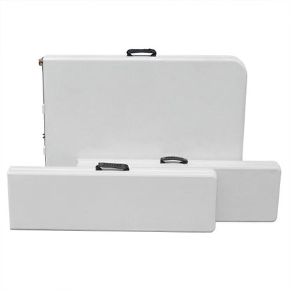 Bierzeltgarnitur, Frühstücks Garnitur, Camping-Set, Esstisch klappbar, Creme-hell, Tisch 180x75x74 cm mit 2 Bänken 183x28x43 cm, aus HDPE Kunststoff mit Metallgestell pulverbeschichtet, mit Klappfunktion und Tragegriffen