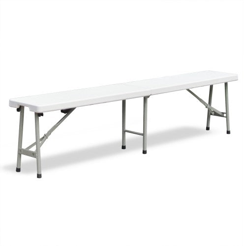 Klappbank aus HDPE Kunststoff 183x28x43 cm Creme-hell, Metallgestell pulverbeschichtet, mit Klappfunktion