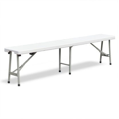 Klappbank aus HDPE Kunststoff 183x28x43 cm Creme-hell, Metallgestell pulverbeschichtet, mit Klappfunktion