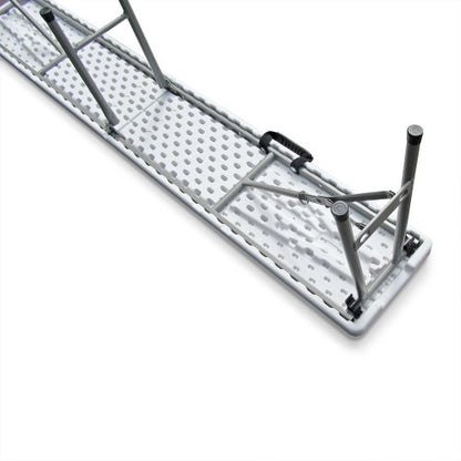 Klappbank aus HDPE Kunststoff 183x28x43 cm Creme-hell, Metallgestell pulverbeschichtet, mit Klappfunktion