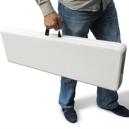 Klappbank aus HDPE Kunststoff 183x28x43 cm Creme-hell, Metallgestell pulverbeschichtet, mit Klappfunktion