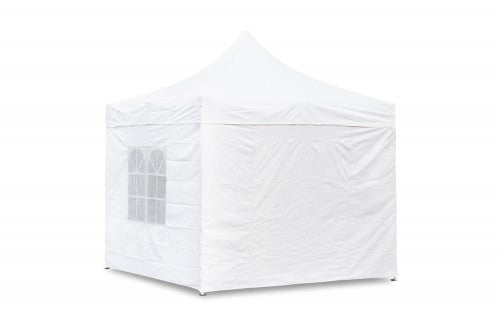 Falt-Pavillon, 3 x 3 m, weiss, Profi Ausführung, Material Oxford 420 D, wasserdicht, 4 Seitenwände Befestigung mit Reißverschluß - Neue Version 2020