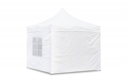 Falt-Pavillon, 3 x 3 m, weiss, Profi Ausführung, Material Oxford 420 D, wasserdicht, 4 Seitenwände Befestigung mit Reißverschluß - Neue Version 2020