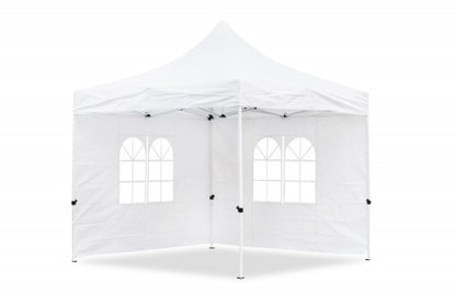 Falt-Pavillon, 3 x 3 m, weiss, Profi Ausführung, Material Oxford 420 D, wasserdicht, 4 Seitenwände Befestigung mit Reißverschluß - Neue Version 2020