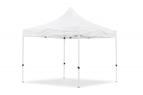 Falt-Pavillon, 3 x 3 m, weiss, Profi Ausführung, Material Oxford 420 D, wasserdicht, 4 Seitenwände Befestigung mit Reißverschluß - Neue Version 2020
