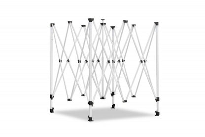 Falt-Pavillon, 3 x 3 m, weiss, Profi Ausführung, Material Oxford 420 D, wasserdicht, 4 Seitenwände Befestigung mit Reißverschluß - Neue Version 2020