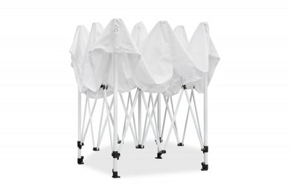 Falt-Pavillon, 3 x 3 m, weiss, Profi Ausführung, Material Oxford 420 D, wasserdicht, 4 Seitenwände Befestigung mit Reißverschluß - Neue Version 2020