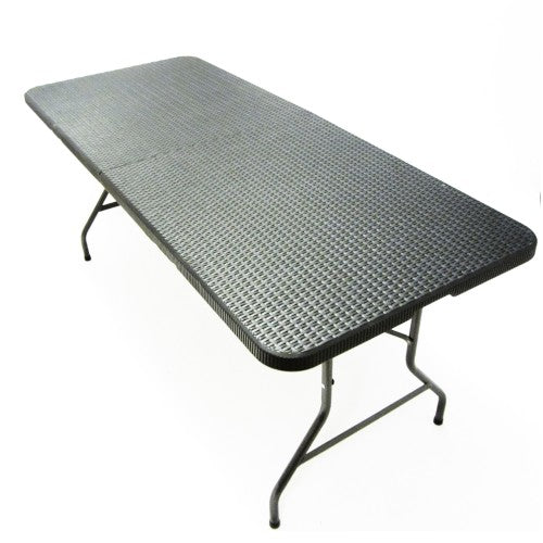 Klapptisch, Falttisch, Gartentisch, Campingtisch,Partytisch,Buffettisch, faltbarer Tisch, Koffertisch 180 x 75 x 74 cm,  Rattan-Optik mit Tragegriff