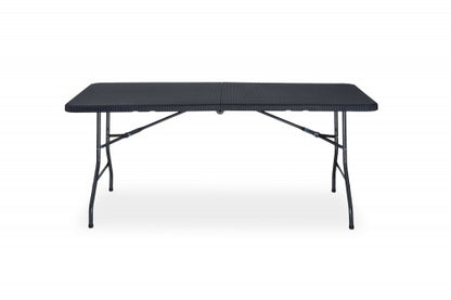 Klapptisch, Falttisch, Gartentisch, Campingtisch,Partytisch,Buffettisch, faltbarer Tisch, Koffertisch 180 x 75 x 74 cm,  Rattan-Optik mit Tragegriff