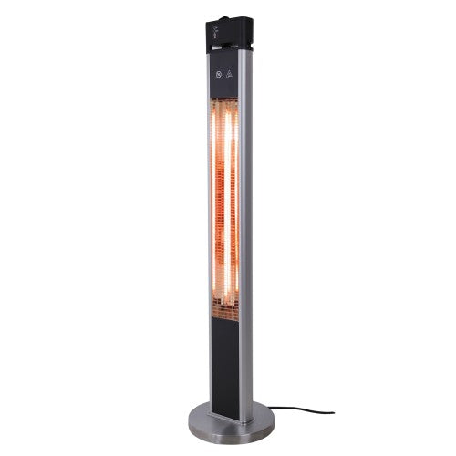 Standheizstrahler Infraotstrahler Terassenstrahler Edelstahl Höhe 110 cm 3 Heizstufen mit Fernbedienung 1600 Watt IP55