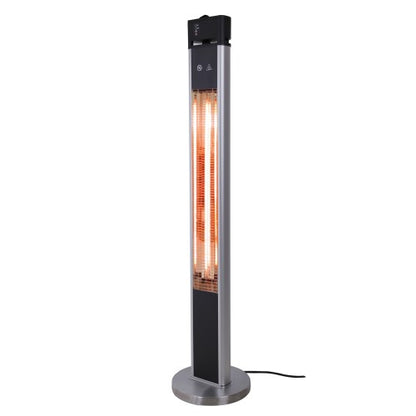Standheizstrahler Infraotstrahler Terassenstrahler Edelstahl Höhe 110 cm 3 Heizstufen mit Fernbedienung 1600 Watt IP55