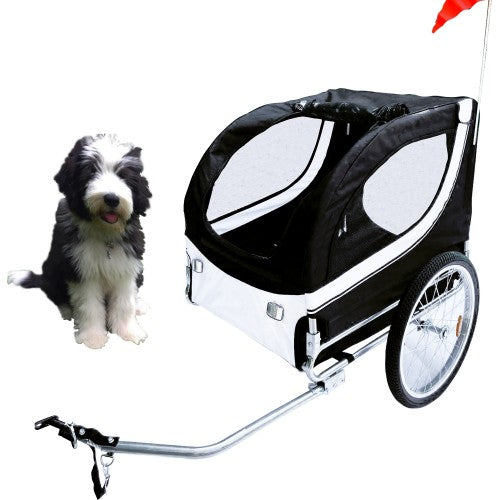 Fahrradanhänger Hundeanhänger Lastenanhänger Tier Anhänger Fahrrad Hunde schwarz  weiss incl. Regenschutz