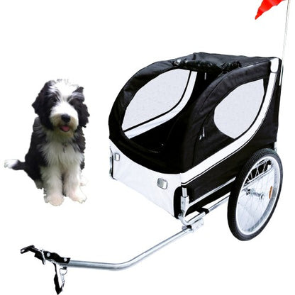 Fahrradanhänger Hundeanhänger Lastenanhänger Tier Anhänger Fahrrad Hunde schwarz  weiss incl. Regenschutz