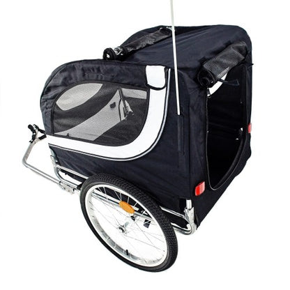 Fahrradanhänger Hundeanhänger Lastenanhänger Tier Anhänger Fahrrad Hunde schwarz  weiss incl. Regenschutz