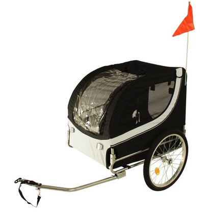 Fahrradanhänger Hundeanhänger Lastenanhänger Tier Anhänger Fahrrad Hunde schwarz  weiss incl. Regenschutz