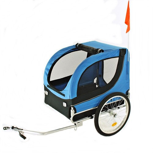 Fahrradanhänger Hundeanhänger Lastenanhänger Tier Anhänger Fahrrad Hunde Blau schwarz incl. Regenschutz