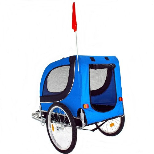 Fahrradanhänger Hundeanhänger Lastenanhänger Tier Anhänger Fahrrad Hunde Blau schwarz incl. Regenschutz