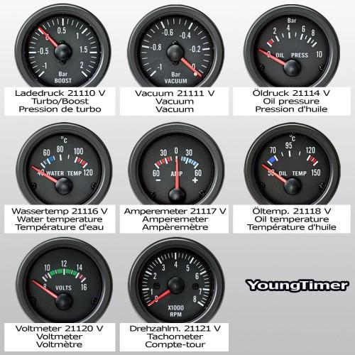Zusatzinstrument, Youngtimer, Oeltemperatur (50~150°C), schwarz, Ø52mm