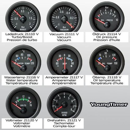 Zusatzinstrument, Youngtimer, Oeltemperatur (50~150°C), schwarz, Ø52mm