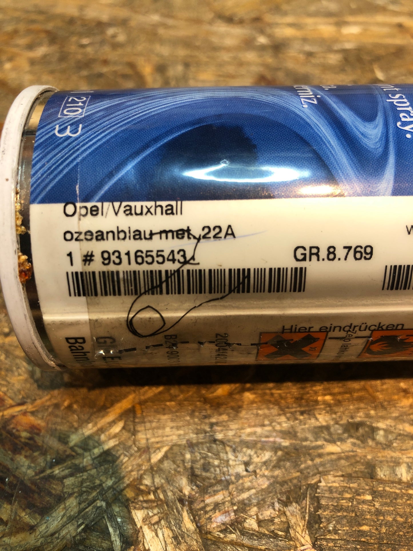 Original GM Opel Lackspray ozeanblau met. 22A Neu