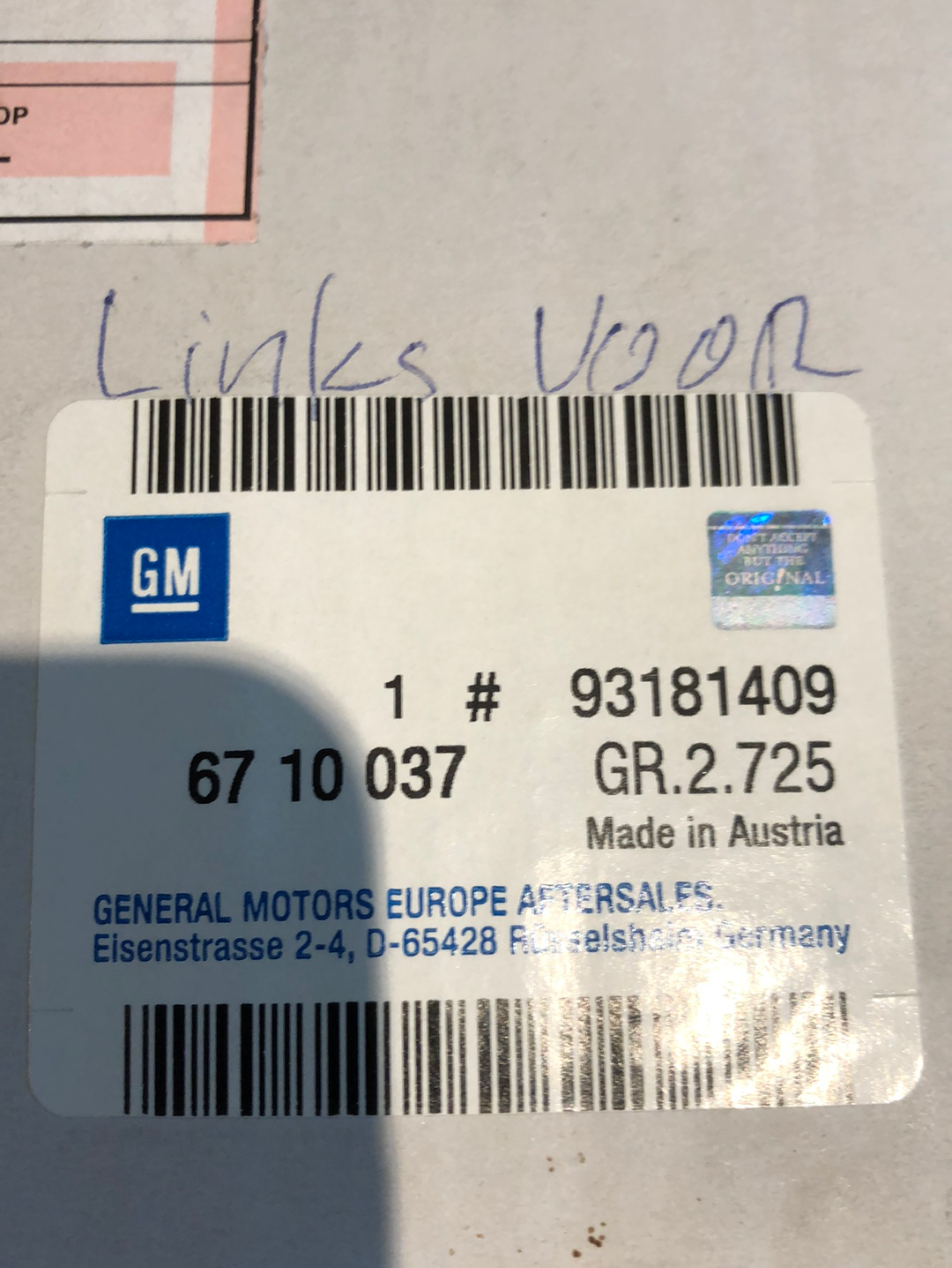 Original GM Opel Vectra C Nebelscheinwerfer Links Neu