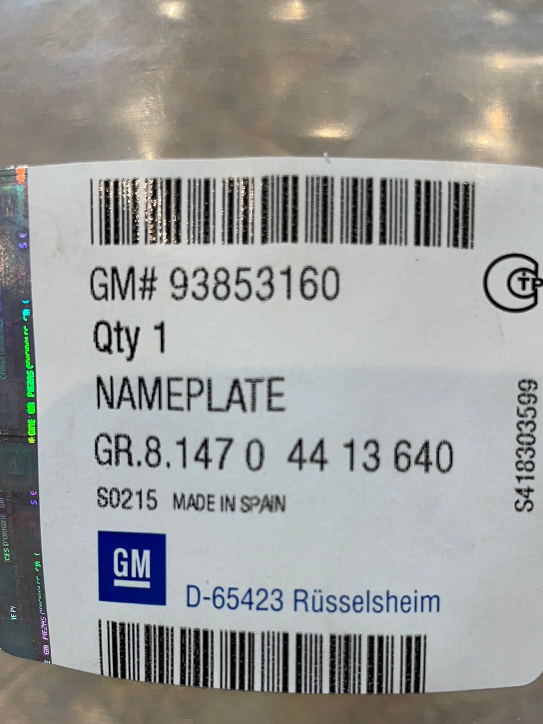 Original GM Opel Vivaro Emblem hinten Neu