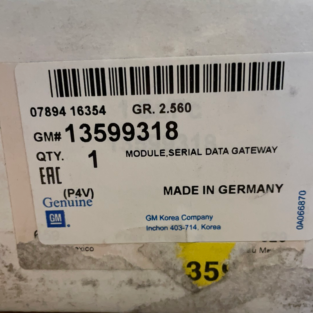 Original GM Opel Astra K 1.0 SIDI Turbo 12V Serial Data Gateway Modul Neu