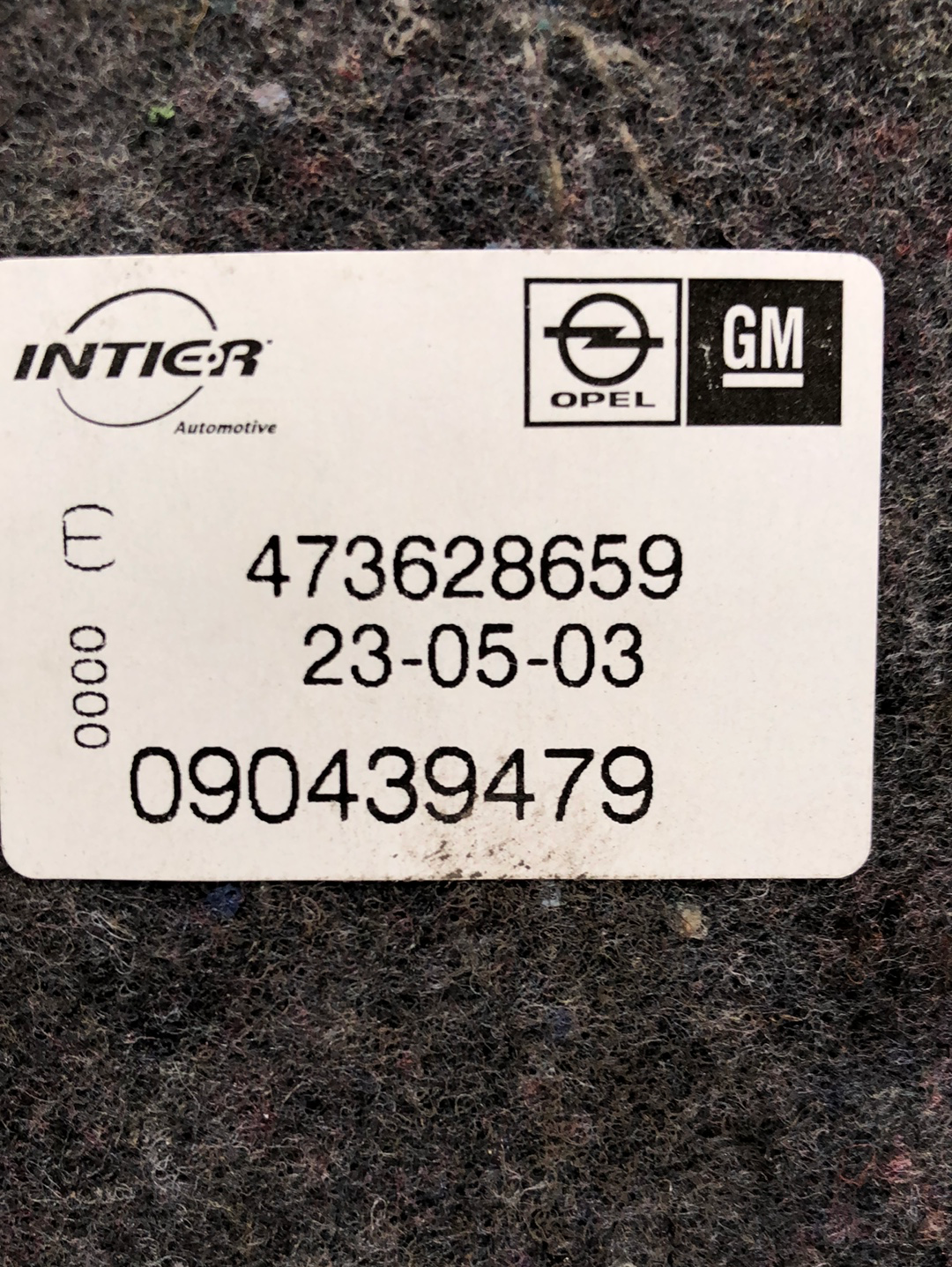 Original GM Opel Corsa B Tigra A Teppich Ladeboden Hinten Grau Neu