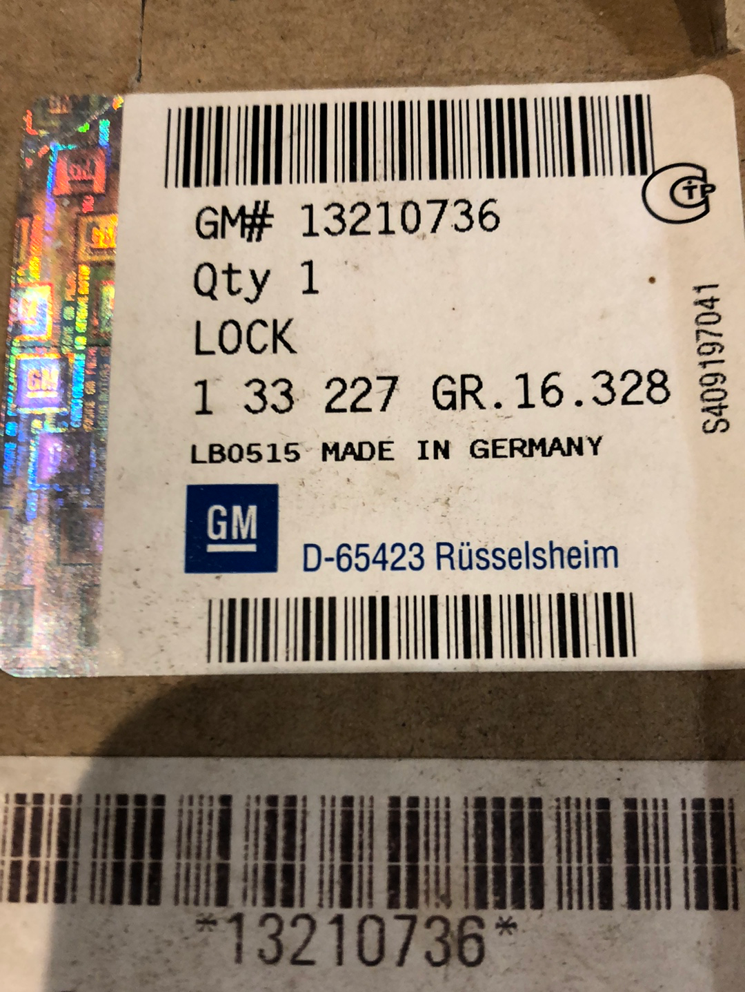 Original GM Opel Astra H Zafira B Türschloss hinten links Neu