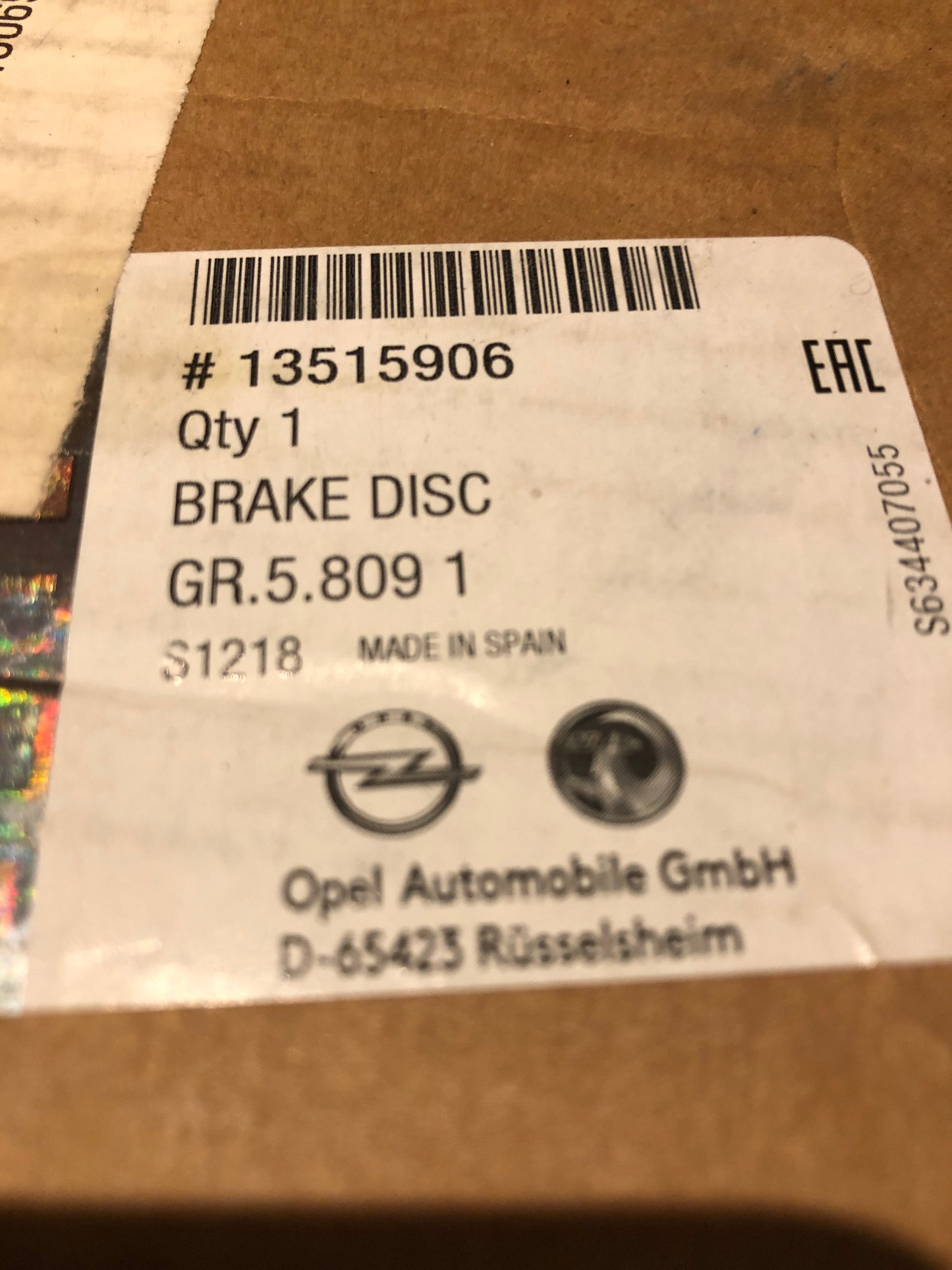 Original Opel Astra K Bremsscheiben Vorne Neu