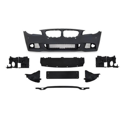Frontstoßstange im Sport-Design mit Nebelscheinwerfereinsätzen passend für BMW 5er F10 Limousine Baujahr 01.2010-06.2015 und F11 Touring ab Baujahr 04.2010-