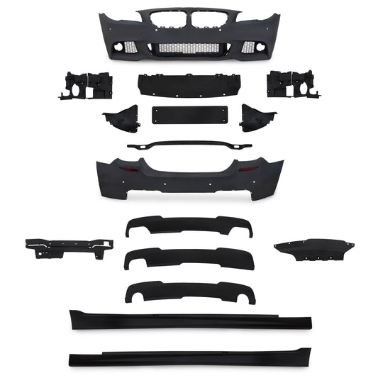 Stoßstangen Kit Satz inkl. Seitenschweller mit PDC-Bohrungen passend für BMW 5er F10 Limousine Baujahr 2010 - 2015