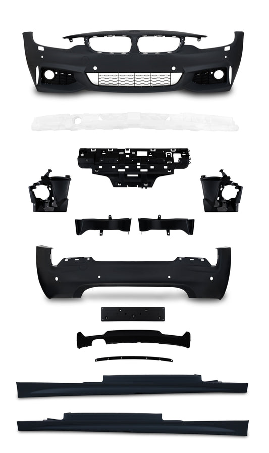 Stoßstangen Kit im Sport-Design inkl. Seitenschweller mit PDC-Bohrungen und SRA passend für BMW 4er F32 ab Baujahr 10.2013-