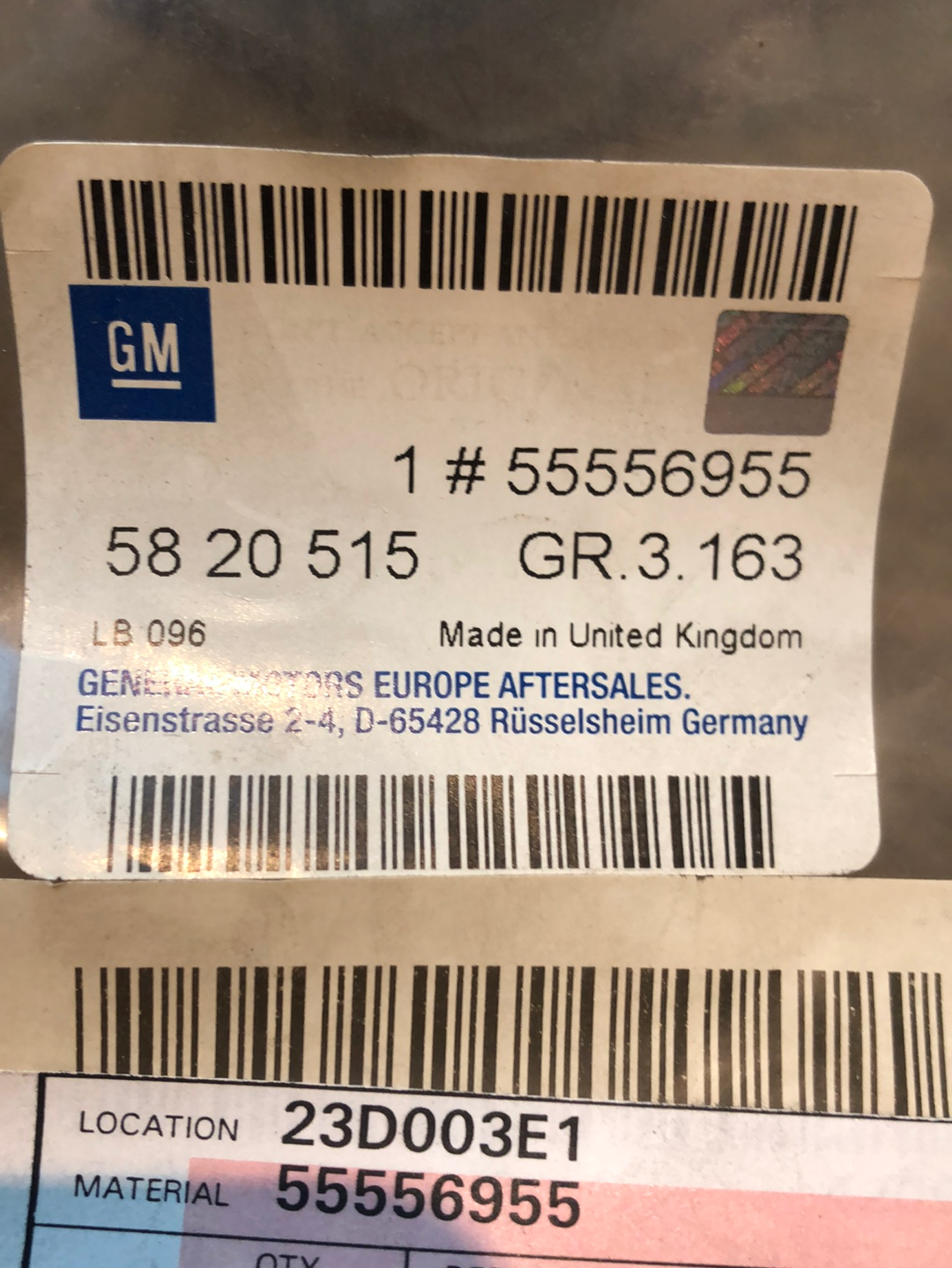 Original GM Opel Zafira B Rohrleitung Neu